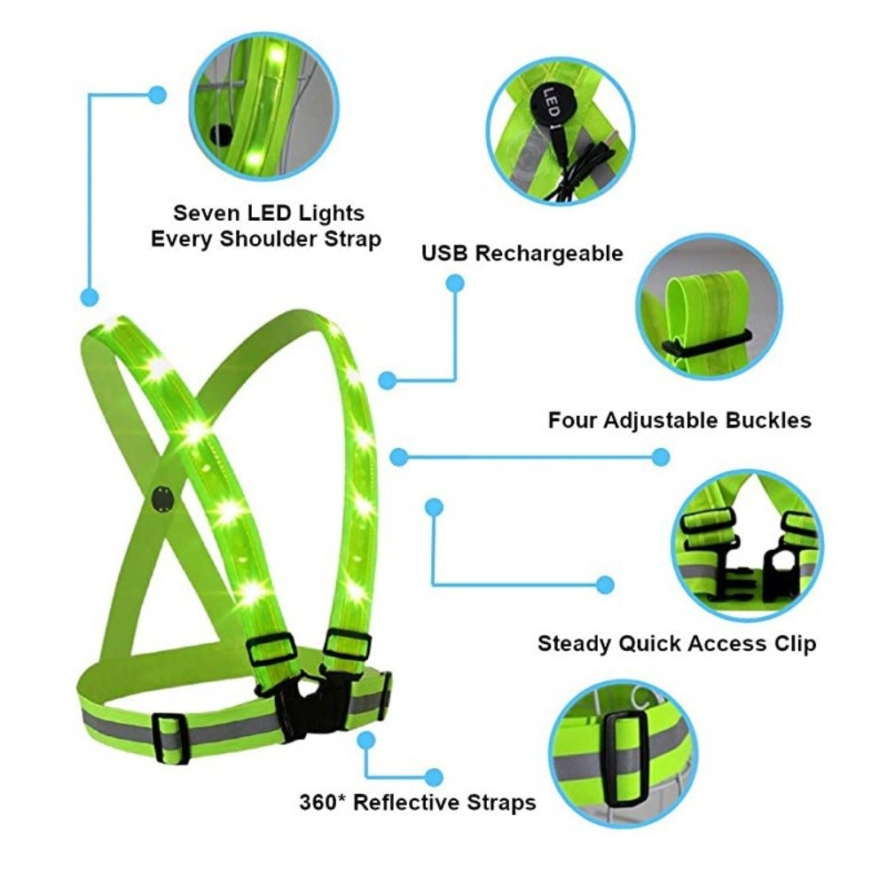 New Polyester LED Safety Vest  - đánh giá và giá Reflective Vest Cycling